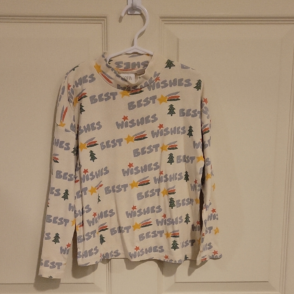 Zara Kids Festive Wishes Long Sleeve Shirt